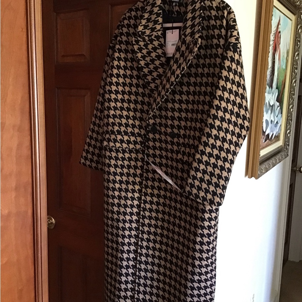 Missguided Oversized Houndstooth Coat, size 10 (12/ 14)